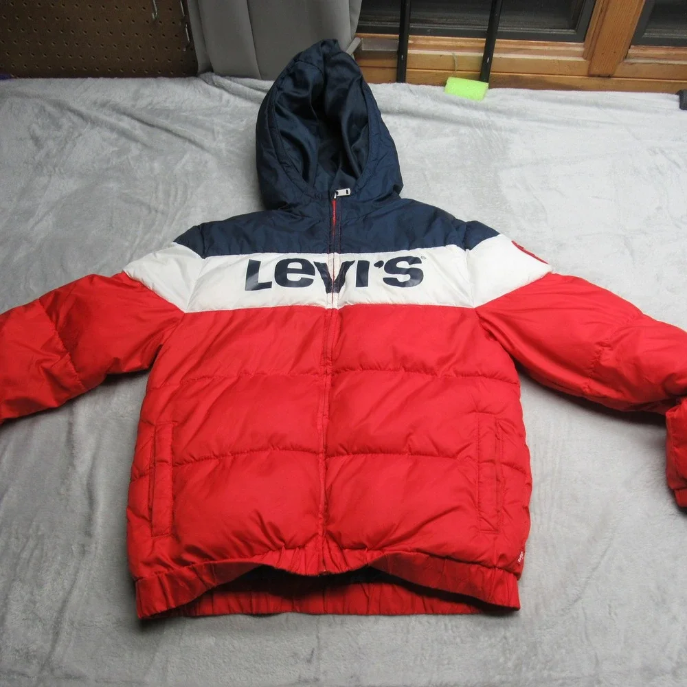 Levis Jacket‎ Youth Large 12-13 Yrs Blue Red THICK Winter Hood Insulated Puffer